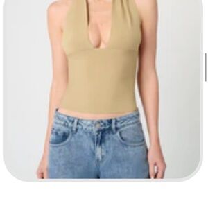 NEW WeWoreWhat Tan Halter Top